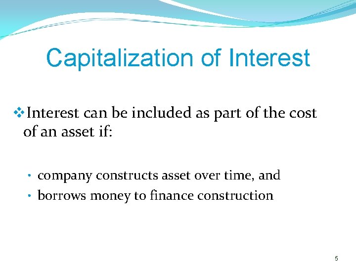 Capitalization of Interest v. Interest can be included as part of the cost of