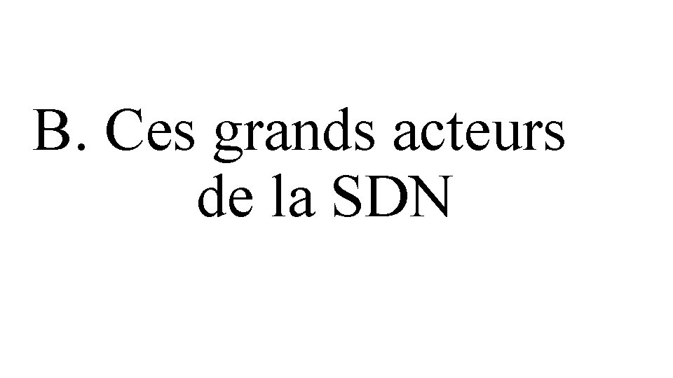 B. Ces grands acteurs de la SDN 