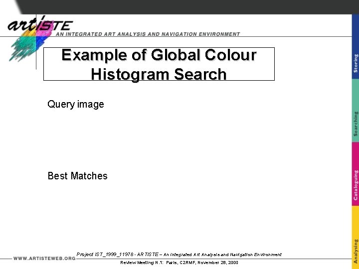 Example of Global Colour Histogram Search Query image Best Matches Project IST_1999_11978 - ARTISTE