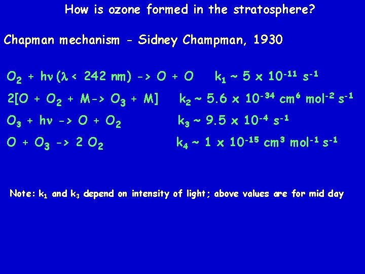 How is ozone formed in the stratosphere? Chapman mechanism - Sidney Champman, 1930 O