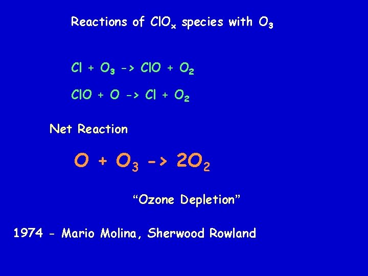 Reactions of Cl. Ox species with O 3 Cl + O 3 -> Cl.