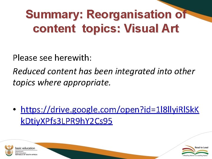 Summary: Reorganisation of content topics: Visual Art Please see herewith: Reduced content has been