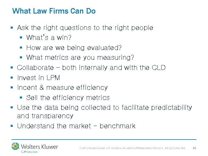 What Law Firms Can Do § Ask the right questions to the right people