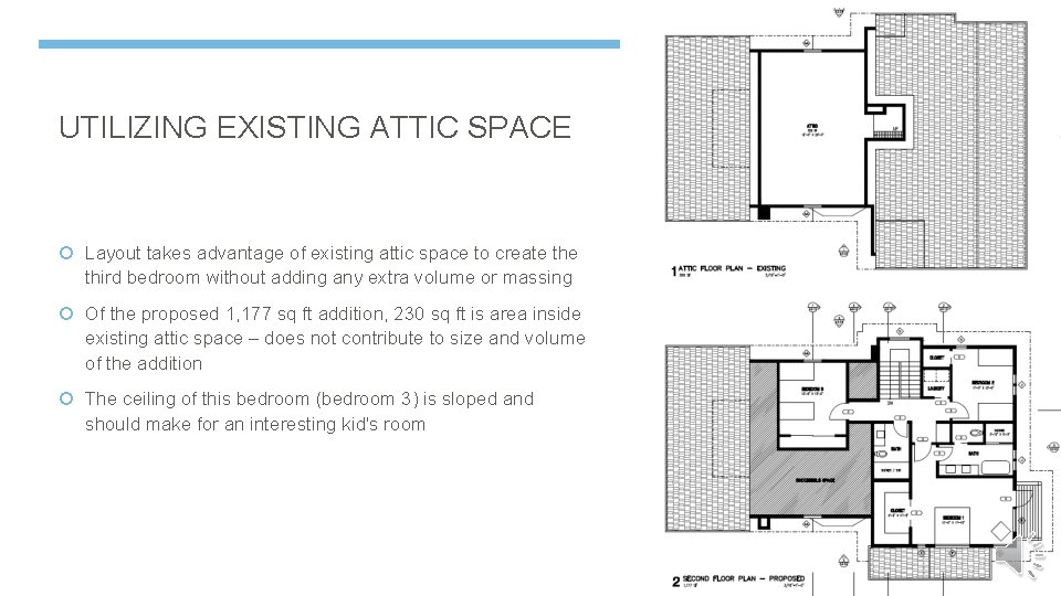 UTILIZING EXISTING ATTIC SPACE Layout takes advantage of existing attic space to create third