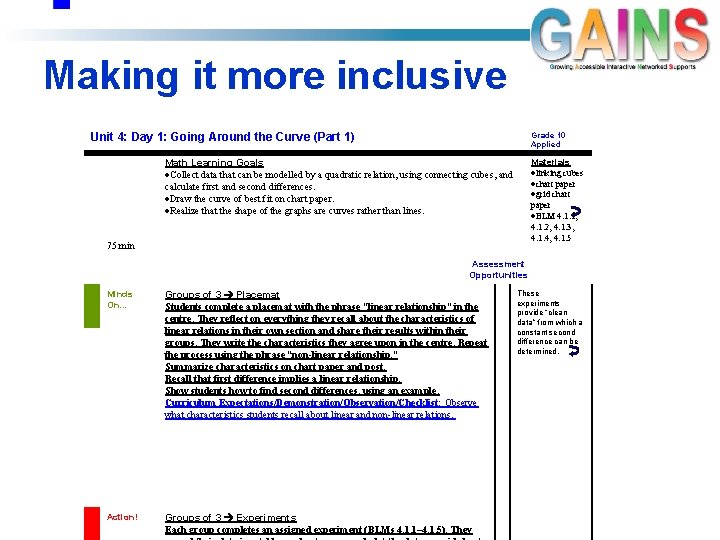 Making it more inclusive Unit 4: Day 1: Going Around the Curve (Part 1)