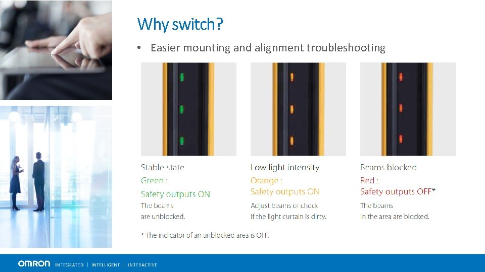 Why switch? • Easier mounting and alignment troubleshooting 