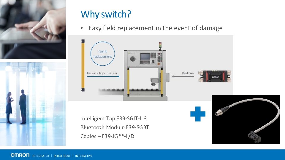 Why switch? • Easy field replacement in the event of damage Intelligent Tap F