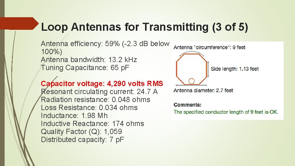 Loop Antennas for Transmitting (3 of 5) Antenna efficiency: 59% (-2. 3 d. B