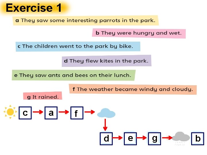 Exercise 1 c a f d e g b 