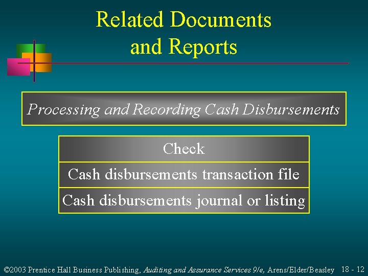 Related Documents and Reports Processing and Recording Cash Disbursements Check Cash disbursements transaction file