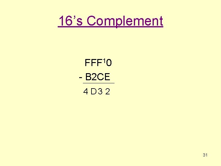 16’s Complement FFF 10 - B 2 CE 4 D 3 2 31 