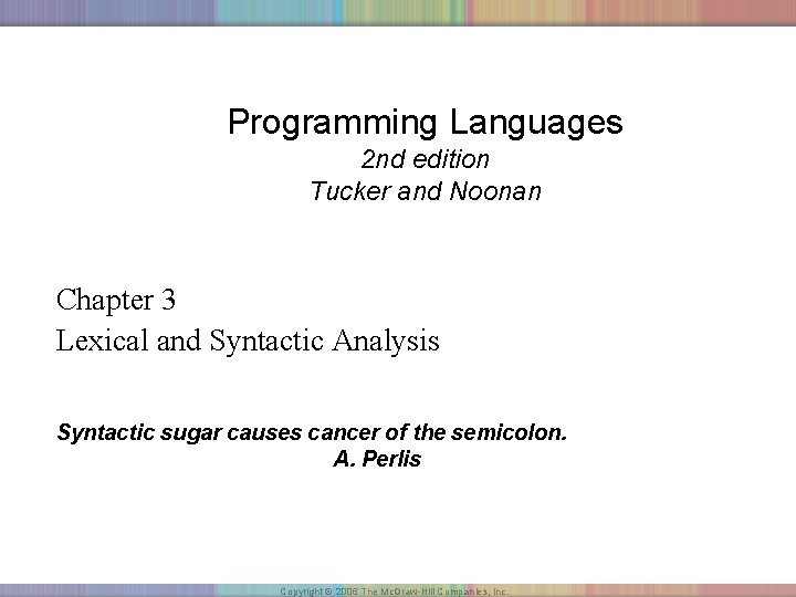 Programming Languages 2 nd edition Tucker and Noonan