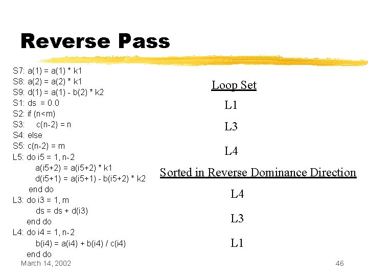 Reverse Pass S 7: a(1) = a(1) * k 1 S 8: a(2) =