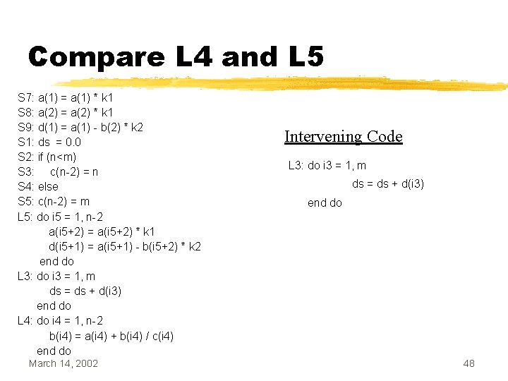 Compare L 4 and L 5 S 7: a(1) = a(1) * k 1
