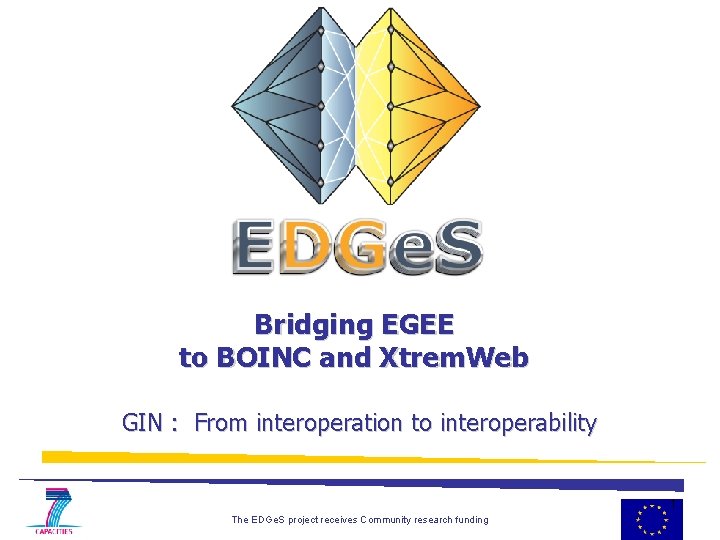 Bridging EGEE to BOINC and Xtrem. Web GIN : From interoperation to interoperability 1