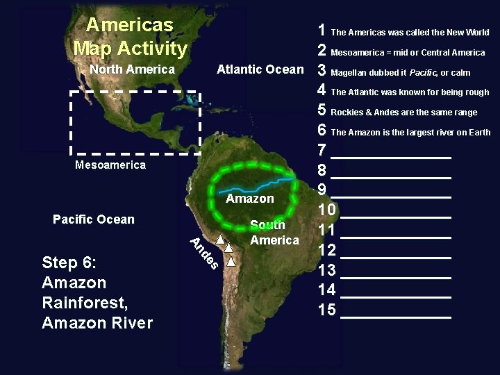 Americas Map Activity North America Atlantic Ocean Mesoamerica Amazon Pacific Ocean s de An