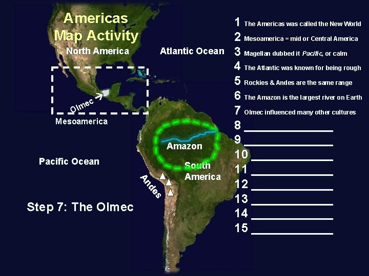 Americas Map Activity North America ec m l O Atlantic Ocean Mesoamerica Amazon Pacific