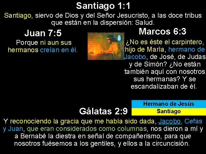 Santiago 1: 1 Santiago, siervo de Dios y del Señor Jesucristo, a las doce