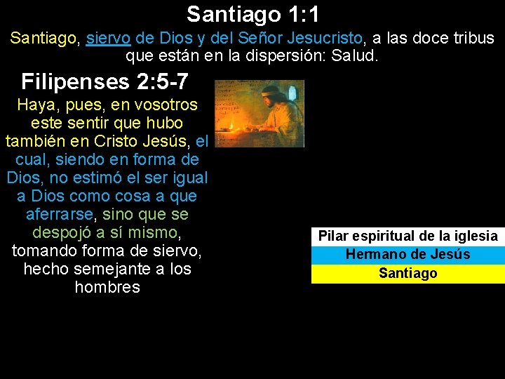 Santiago 1: 1 Santiago, siervo de Dios y del Señor Jesucristo, a las doce