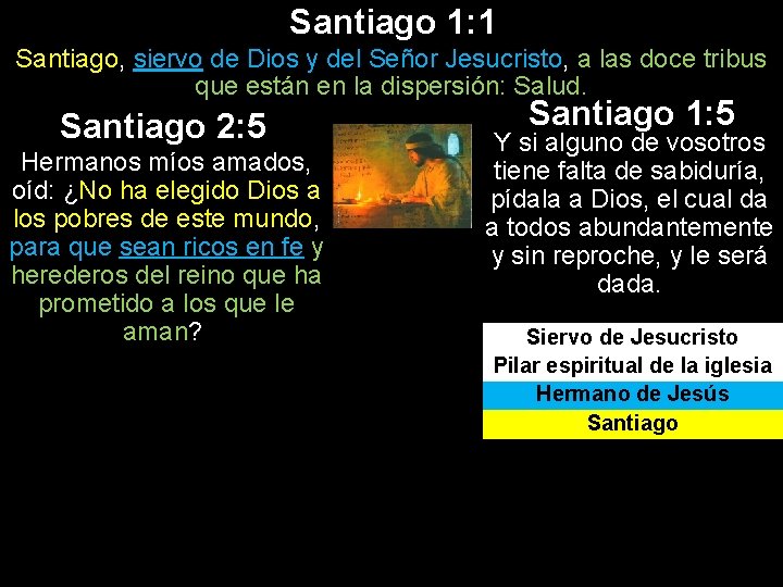 Santiago 1: 1 Santiago, siervo de Dios y del Señor Jesucristo, a las doce