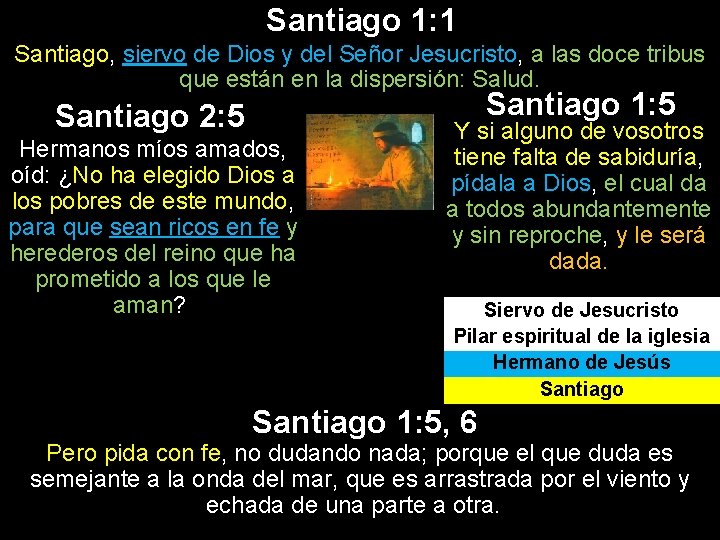 Santiago 1: 1 Santiago, siervo de Dios y del Señor Jesucristo, a las doce