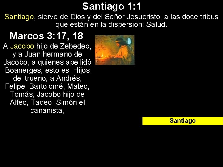 Santiago 1: 1 Santiago, siervo de Dios y del Señor Jesucristo, a las doce