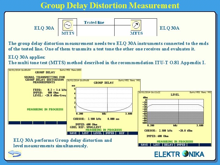 Group Delay Distortion Measurement ELQ 30 A The group delay distortion measurement needs two