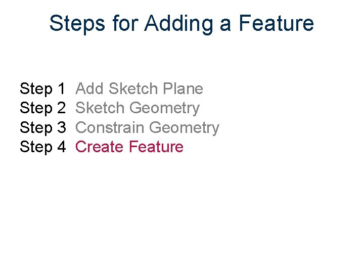 Steps for Adding a Feature Step 1 Step 2 Step 3 Step 4 Add
