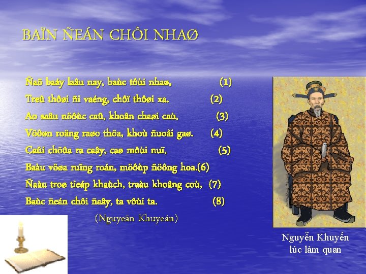 BAÏN ÑEÁN CHÔI NHAØ Ñaõ baáy laâu nay, baùc tôùi nhaø, (1) Treû thôøi