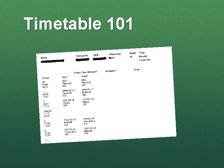 Timetable 101 