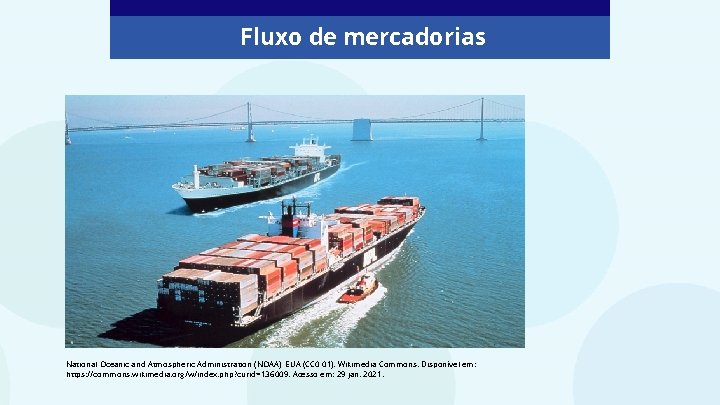 Fluxo de mercadorias National Oceanic and Atmospheric Administration (NOAA) EUA (CC 0 01). Wikimedia Fluxo de mercadorias National Oceanic and Atmospheric Administration (NOAA) EUA (CC 0 01). Wikimedia