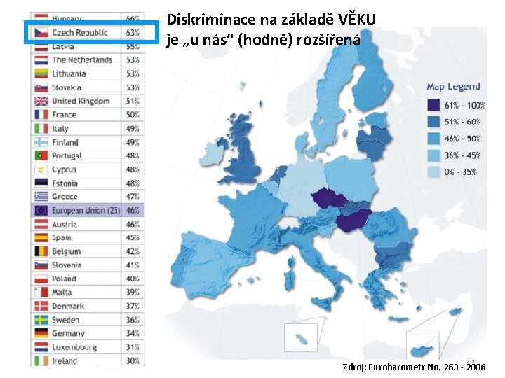 Diskriminace na základě VĚKU je „u nás“ (hodně) rozšířená 25 Zdroj: Eurobarometr No. 263