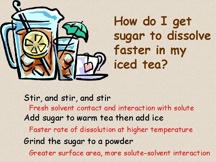 How do I get sugar to dissolve faster in my iced tea? Stir, and