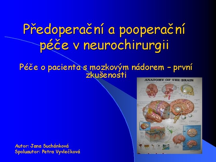 Předoperační a pooperační péče v neurochirurgii Péče o pacienta s mozkovým nádorem – první