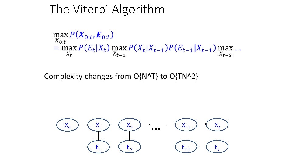 The Viterbi Algorithm • X 0 X 1 X 2 E 1 E 2