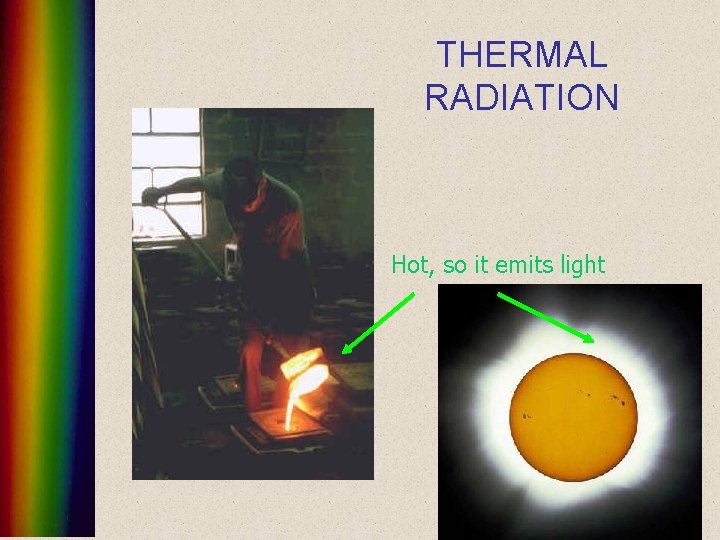 THERMAL RADIATION Hot, so it emits light 