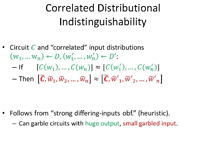  • Correlated Distributional Indistinguishability 
