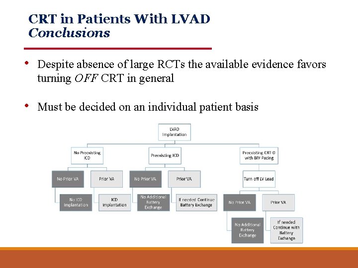 CRT in Patients With LVAD Conclusions • Despite absence of large RCTs the available