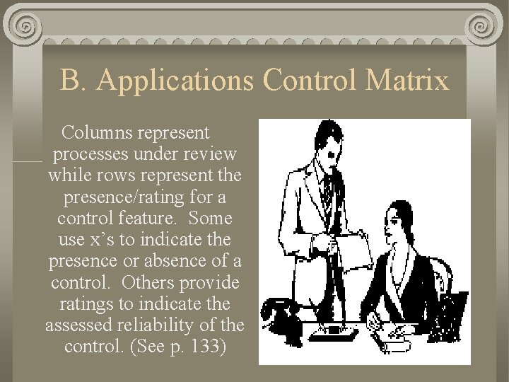 B. Applications Control Matrix Columns represent processes under review while rows represent the presence/rating