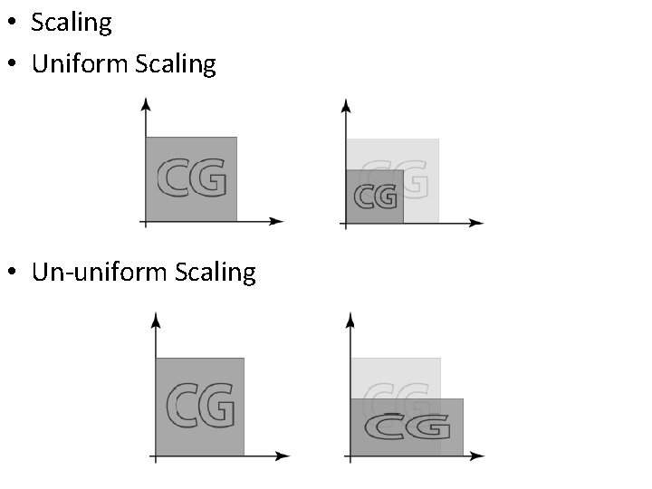  • Scaling • Uniform Scaling • Un-uniform Scaling 