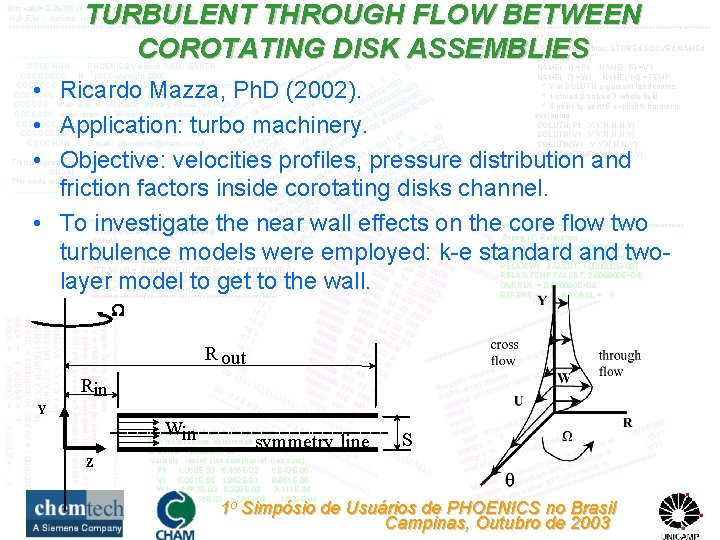 TURBULENT THROUGH FLOW BETWEEN COROTATING DISK ASSEMBLIES Min valu= 2. 263202 E+00 Max valu=