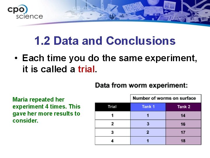 1. 2 Data and Conclusions • Each time you do the same experiment, it