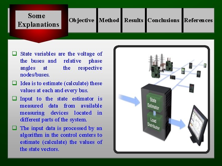 Some Explanations Objective Method Results Conclusions References q State variables are the voltage of