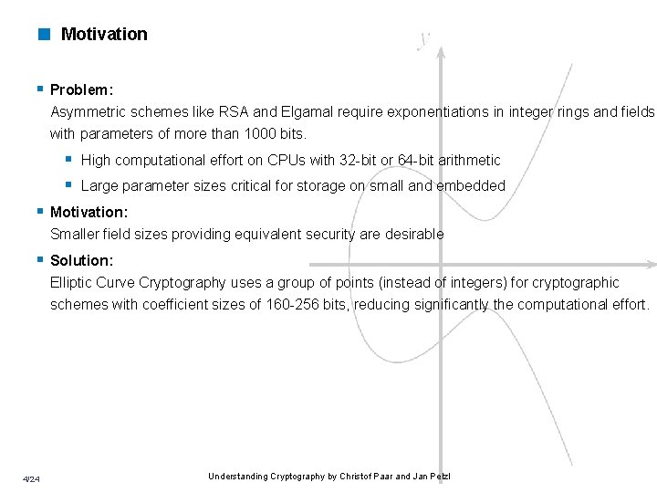 < Motivation § Problem: Asymmetric schemes like RSA and Elgamal require exponentiations in integer