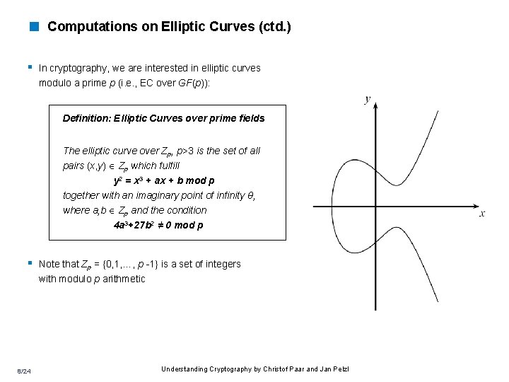 < Computations on Elliptic Curves (ctd. ) § In cryptography, we are interested in