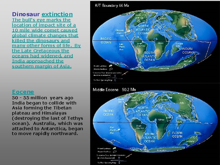 Dinosaur extinction The bull's eye marks the location of impact site of a 10 Dinosaur extinction The bull's eye marks the location of impact site of a 10