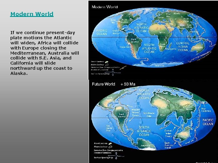 Modern World If we continue present-day plate motions the Atlantic will widen, Africa will Modern World If we continue present-day plate motions the Atlantic will widen, Africa will