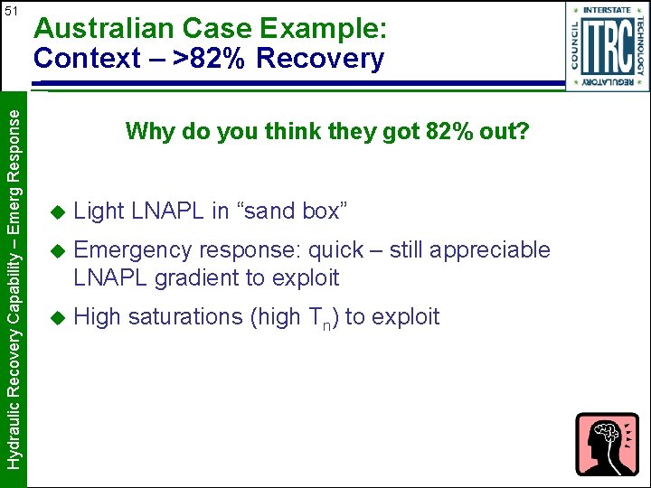 Hydraulic Recovery Capability – Emerg Response 51 Australian Case Example: Context – >82% Recovery