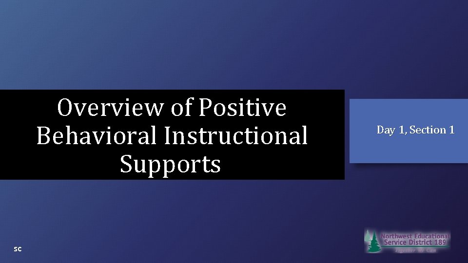 Overview of Positive Behavioral Instructional Supports sc Day 1, Section 1 