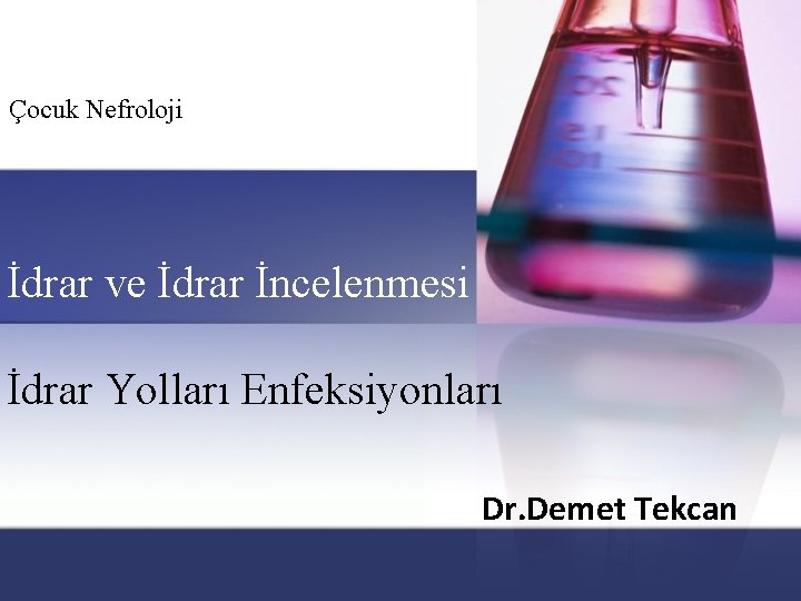 Çocuk Nefroloji İdrar ve İdrar İncelenmesi İdrar Yolları Enfeksiyonları Dr. Demet Tekcan 